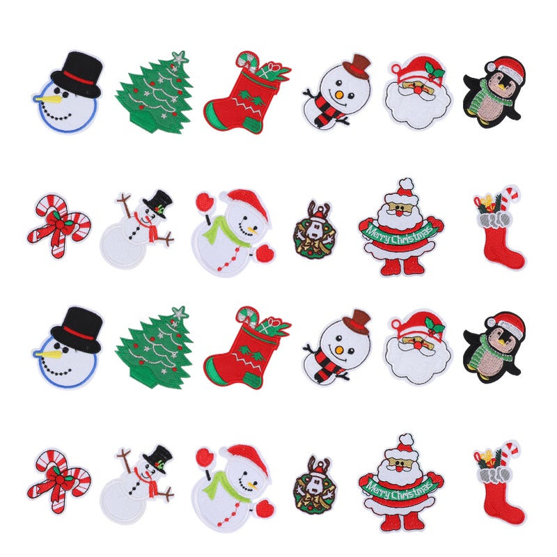 24Pcs Christmas Patches Embroidery Cloth Stickers Santa Claus Snowman DIY Ironing Patch - Image 4