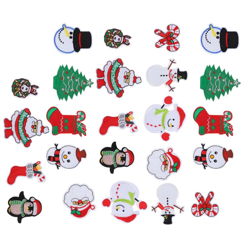 24Pcs Christmas Patches Embroidery Cloth Stickers Santa Claus Snowman DIY Ironing Patch - Image 3