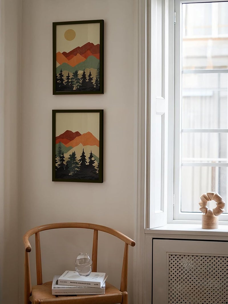 QUOTE - UNQUOTE ART Framed Nature Theme Wall Art - Set of 2 - Sun and Mountain - Minimalist Modern Art for Home Décor - Image 4