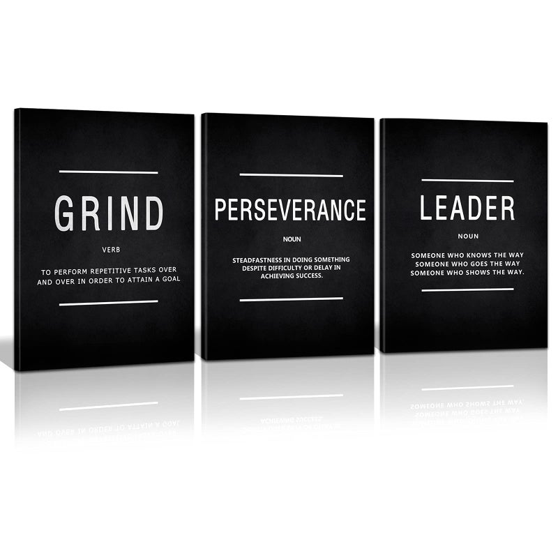 Kawahone Inspirational Grind Wall Art for Home Office Workplace Leader Leader Canvas تحفز النجاح على النجاح ملصق إيجابي هدية مؤطرة للأصدقاء.