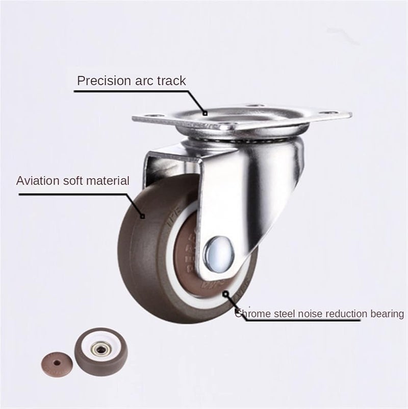 1 5 Inch Furniture Casters Wheels With Brake Rubber Swivel Castor Trolley - Image 5