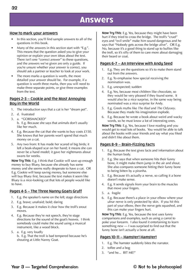 KS2 English Year 3 Reading Comprehension Targeted Question Book - Book 2 (with Answers) - Image 5