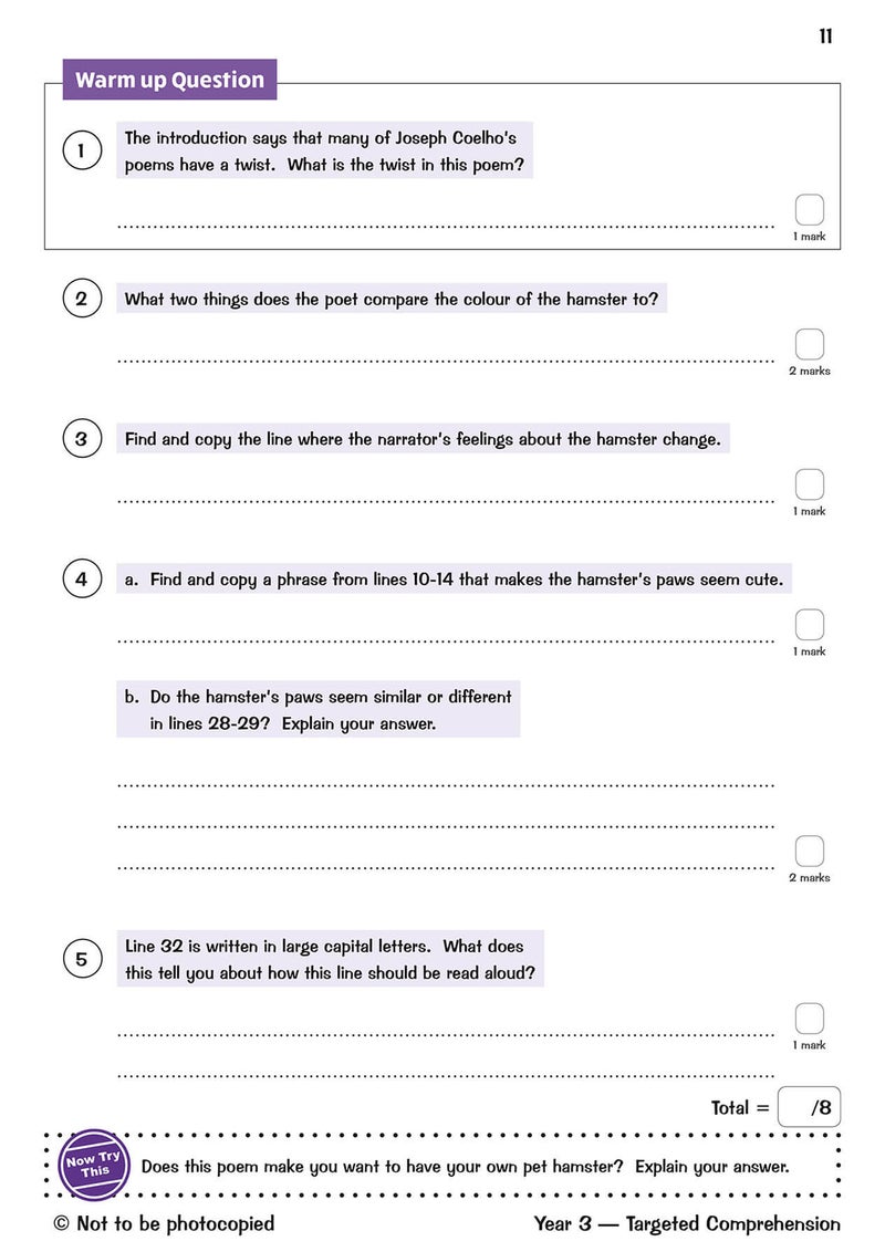 KS2 English Year 3 Reading Comprehension Targeted Question Book - Book 2 (with Answers) - Image 4