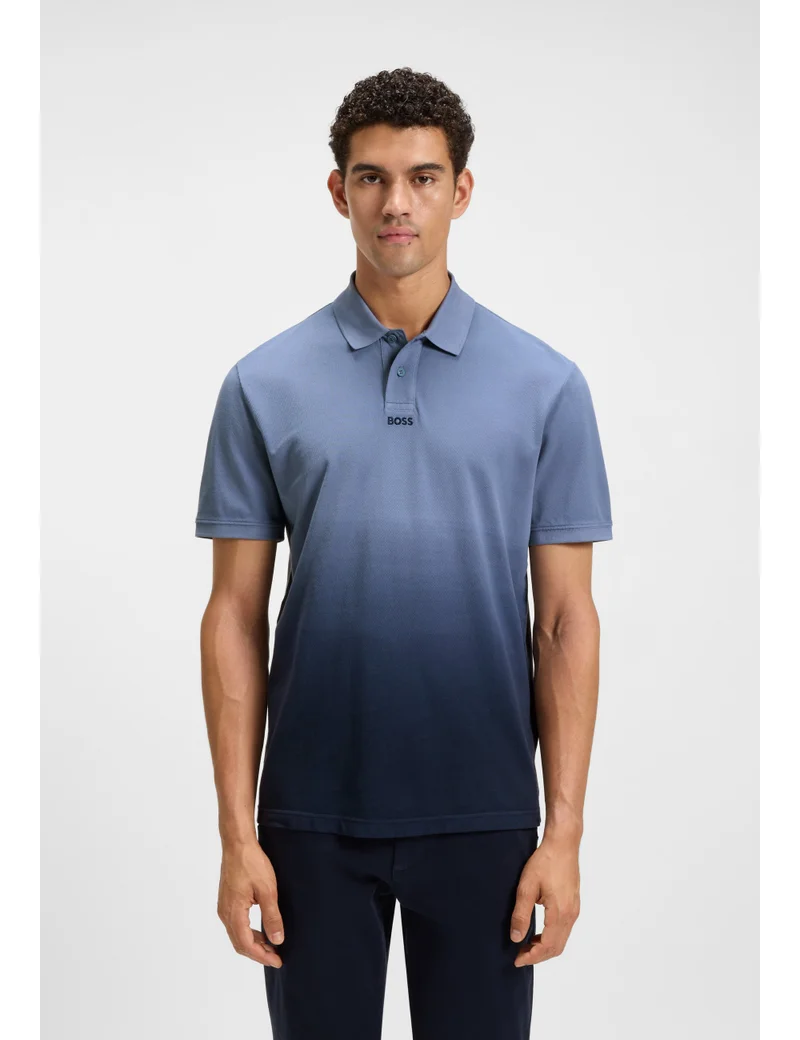 BOSS Cotton-piqué polo shirt with degradé effect