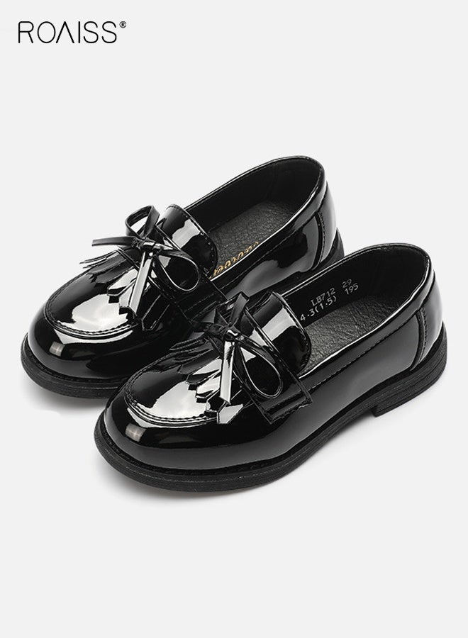 roaiss Girls Stylish Loafer Shoes, Elegant Retro Slip-on Leather Shoes, Mary Jane Dress Shoes with Anti-slip Sole, Classic School Uniform Flats, Suitable for Daily and Formal Wear - Image 1