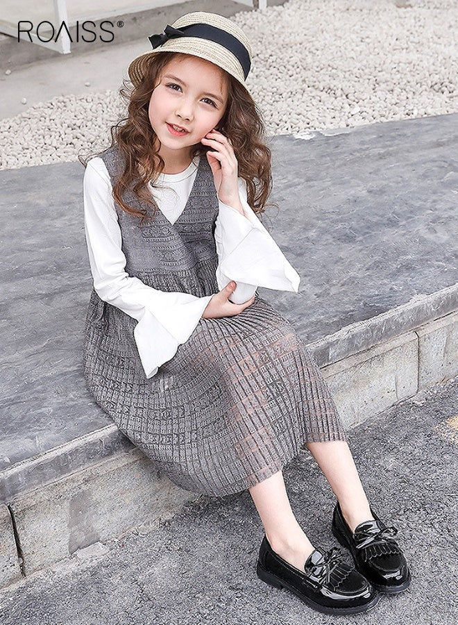 roaiss Girls Stylish Loafer Shoes, Elegant Retro Slip-on Leather Shoes, Mary Jane Dress Shoes with Anti-slip Sole, Classic School Uniform Flats, Suitable for Daily and Formal Wear - Image 3