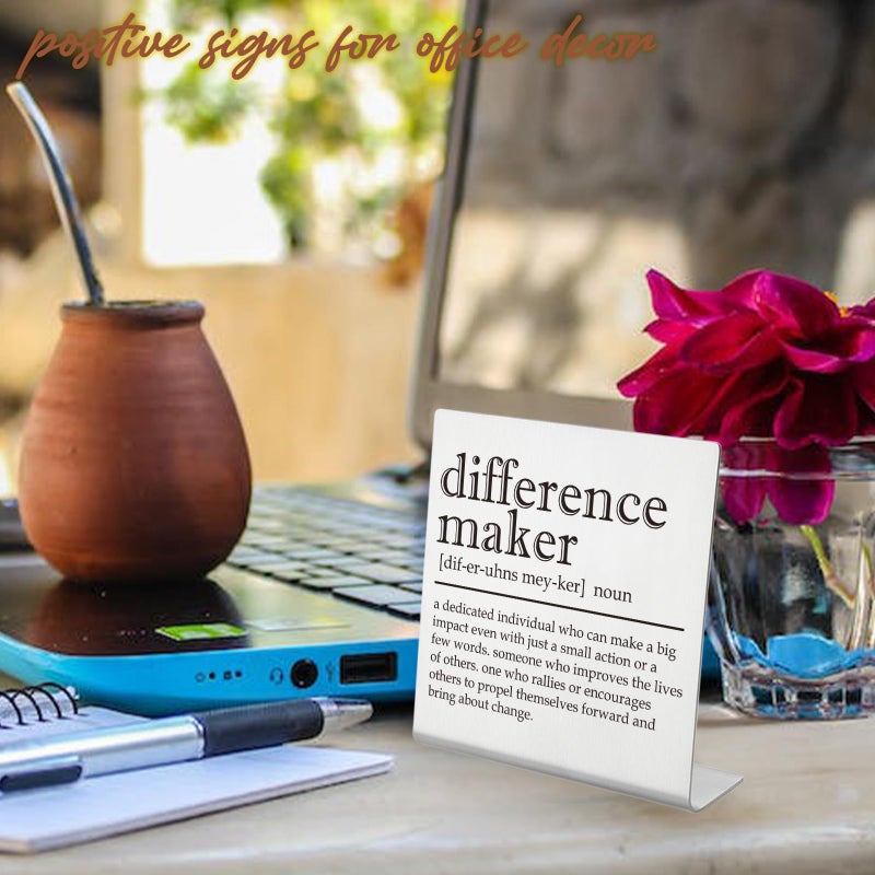 YODOCAMP Difference Maker Office Decor Sign for Women Desk Thank You Gifts for Teacher Mentor Leader Coach Boss Manager Inspirational Desk Cubicle D?cor Retirement Gift Difference Maker Desk Plaque-tzcc11 - Image 4