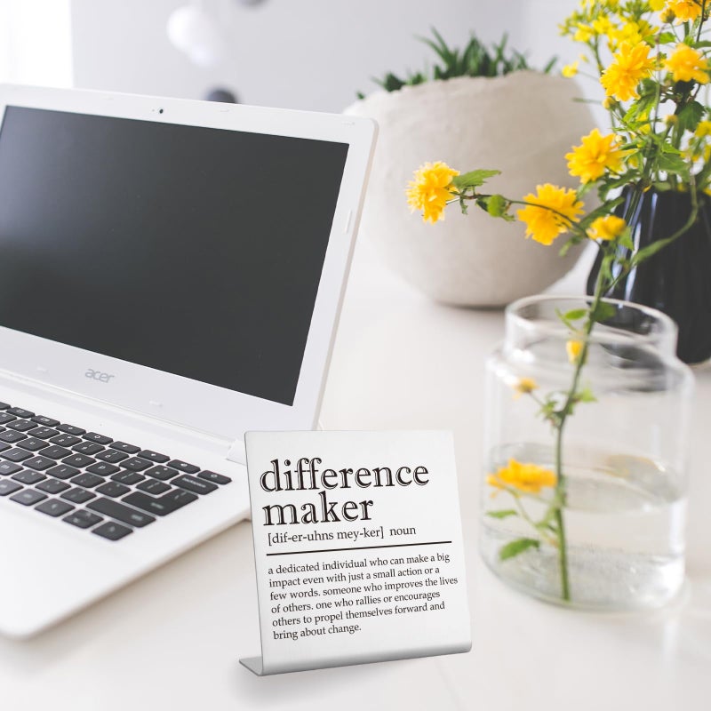 YODOCAMP Difference Maker Office Decor Sign for Women Desk Thank You Gifts for Teacher Mentor Leader Coach Boss Manager Inspirational Desk Cubicle D?cor Retirement Gift Difference Maker Desk Plaque-tzcc11 - Image 5
