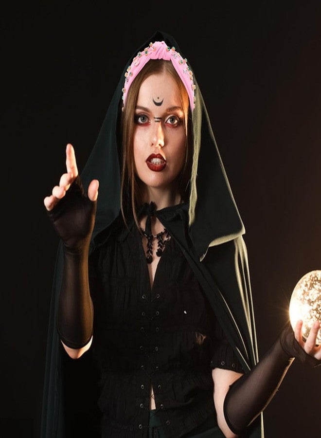 YARIEW Witch Headbands for Women Pink Knotted Headband with Crown Magic Wand Witch Theme Birthday Party Decorations Rhinestone Twisted Knot Costume Photo Booth Props for Witch Birthday Party - Image 3