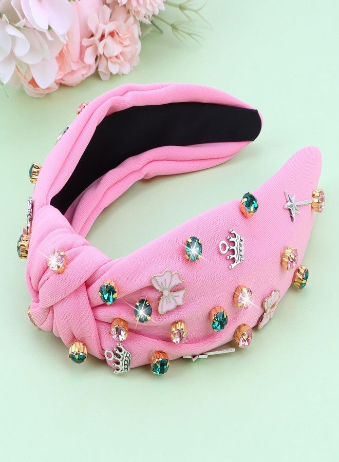 YARIEW Witch Headbands for Women Pink Knotted Headband with Crown Magic Wand Witch Theme Birthday Party Decorations Rhinestone Twisted Knot Costume Photo Booth Props for Witch Birthday Party - Image 4