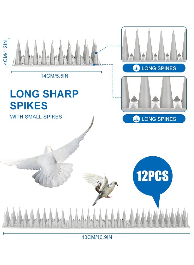 أوربازار 12 قطعة مجموعات الطيور شوكات القط مطور منفر للحمام القط الراكون والحيوانات الصغيرة -حماية حديقة الأرائك الخاصة بك الجدران الخارجية مكافحة التسلق البلاستيكي الأمن شوكات السياج - Image 2