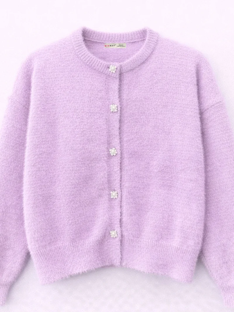 MixRay Mixray Buttoned Oversize Textured Cardigan