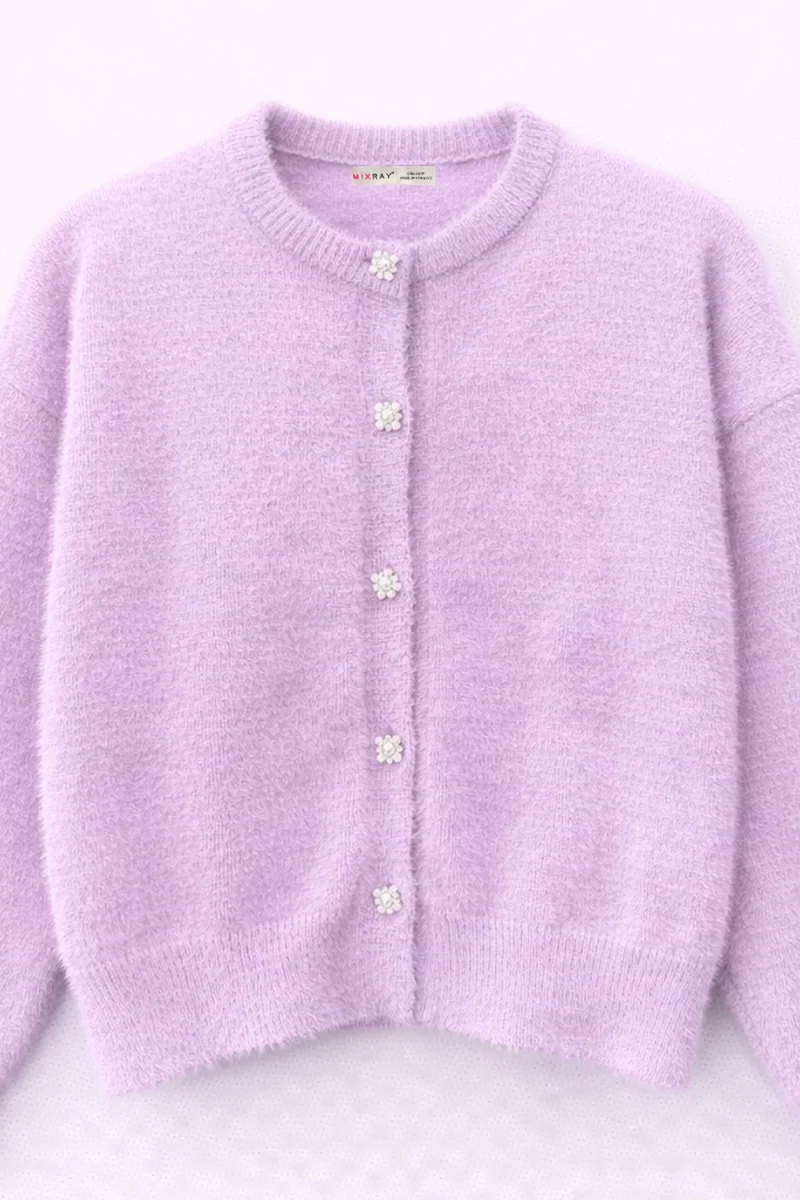 ميكسراي Mixray Oversized Jacquard Button Cardigan