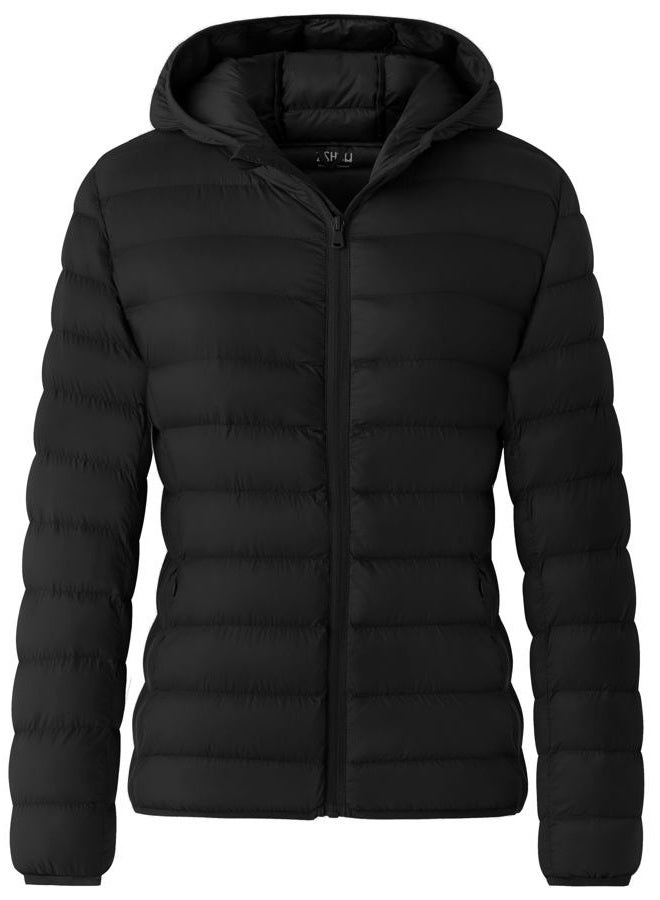 ZSHOW (Large, Black) - ZSHOW Women's Hooded Down Jackets Light Weight Packable Puffer Down Coats - Image 1