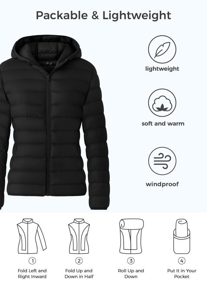 ZSHOW (Large, Black) - ZSHOW Women's Hooded Down Jackets Light Weight Packable Puffer Down Coats - Image 5