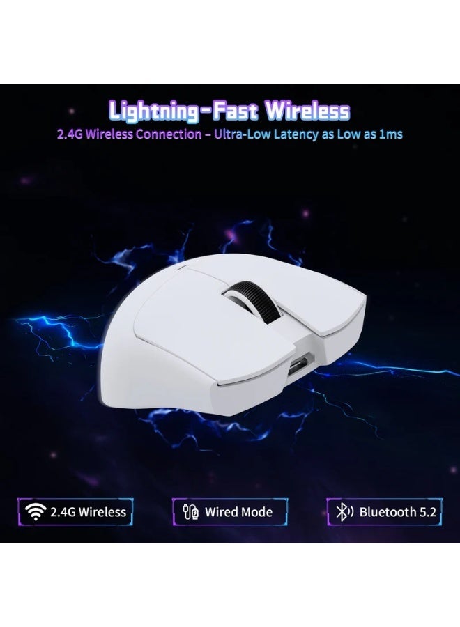 Attack Shark X11SE Ultralight Wireless Tri-Mode Gaming Mouse - 2.4GHz/USB-C Wired/Bluetooth PixArt PAW3311 Gaming Sensor, 22K DPI, 5 Programmable Buttons for Laptops, PC, Mac - White - Image 4