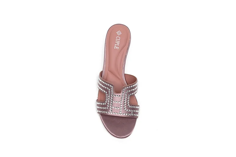 Cuple Womens embelished pointed-toe kitten heel mules
