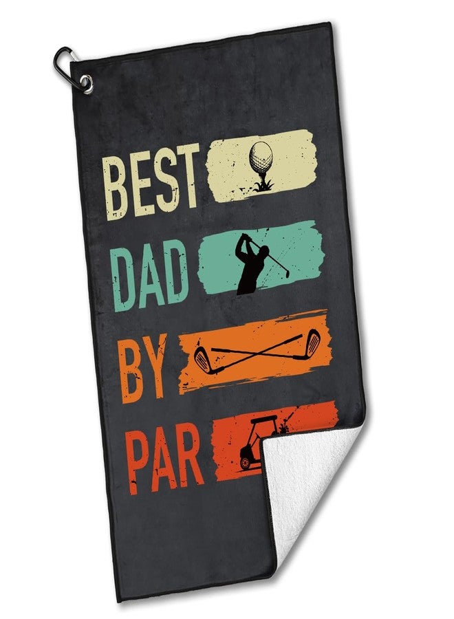 rofiowa Best Dad by Par Polyester and Cotton Blend Printed Golf Towel, Funny Golf Accessories for Men, Golf Gift for Golf Fan Dad Grandpa Father, Golf Lover Birthday Gift - Image 1