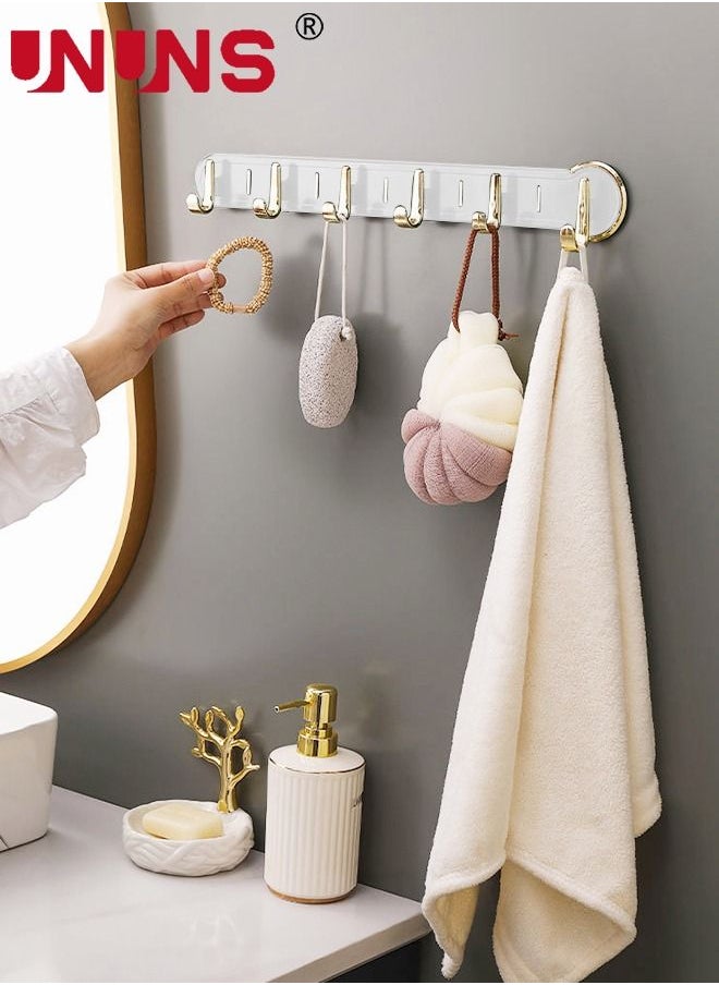 UNUNS Coat Rack Wall Mount,Wall Coat Rack With 6 Hooks,Row Hook Hanger,Hat Rack,Hat Racks For Baseball Caps,Towel Hooks,Jacket Hanger,Hooks For Bedroom Entrance Kitchen Bathroom,Bag/Key/Medals Shelf,White  - Image 5