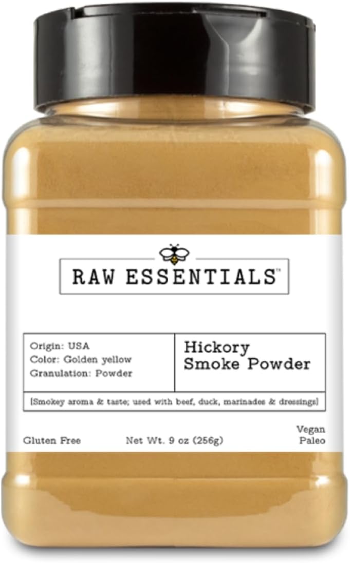 Raw Essentials Hickory Smoke Powder - 9 Ounce Bottle for Smoky Flavor in Sauces, Marinades, and Dressings - Image 1