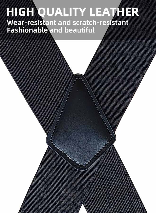 Mens Straps, Elastic Stretch Suit Pants Straps Pants Clips, X-Shape Braces, Suspenders Non-slip Straps, Clip-on Suspenders for Men - Black - Image 5