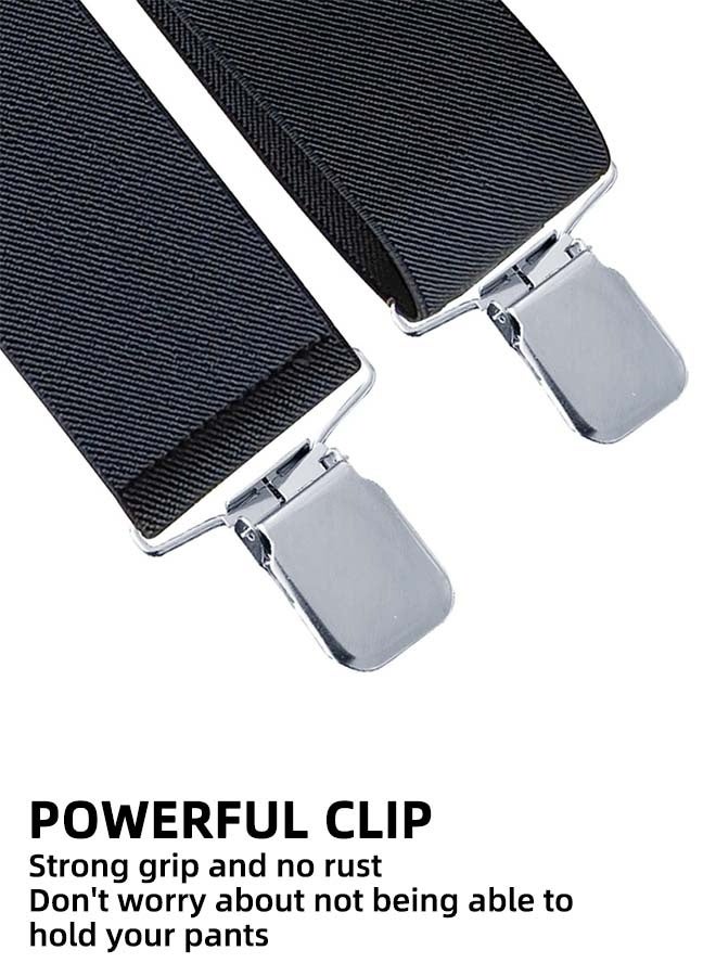 Mens Straps, Elastic Stretch Suit Pants Straps Pants Clips, X-Shape Braces, Suspenders Non-slip Straps, Clip-on Suspenders for Men - Black - Image 2
