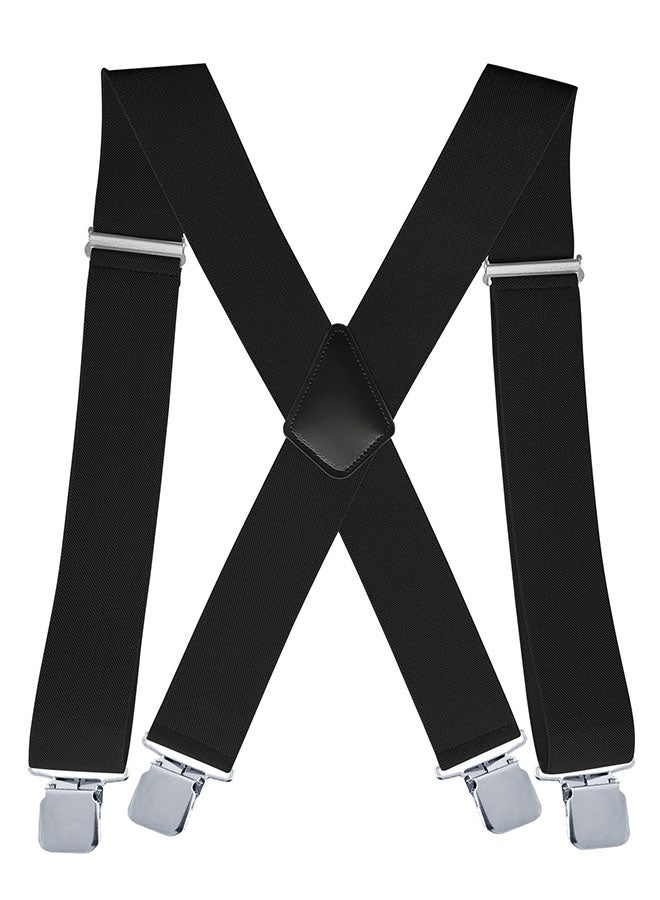 Mens Straps, Elastic Stretch Suit Pants Straps Pants Clips, X-Shape Braces, Suspenders Non-slip Straps, Clip-on Suspenders for Men - Black - Image 1