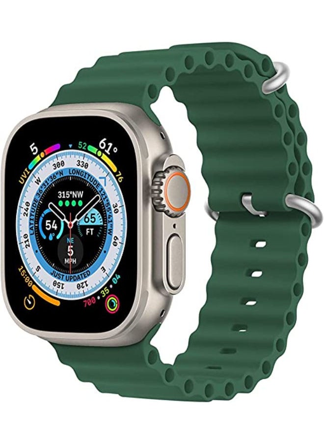 SHOPI - Newest Silicone Ocean Watch Band For Apple Watch Series 8 7 6 5 4 3 2 1 SE Compatible With Apple Watch Band 42mm 44mm 45mm 49mm Replacement Women Mens, Sport  slides Strap for iWatch Ultra - Image 1