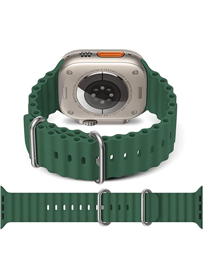SHOPI - Newest Silicone Ocean Watch Band For Apple Watch Series 8 7 6 5 4 3 2 1 SE Compatible With Apple Watch Band 42mm 44mm 45mm 49mm Replacement Women Mens, Sport  slides Strap for iWatch Ultra - Image 1