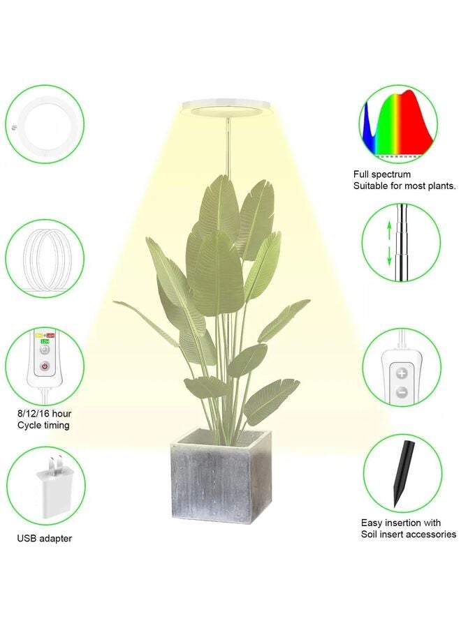 قطعتان من مصابيح النمو، مصباح LED كامل الطيف للنباتات الداخلية، مصباح نمو قابل لتعديل الارتفاع مع خاصية التشغيل التلقائي، 4 مستويات سطوع قابلة للتعتيم، مثالي للنباتات الصغيرة - Image 2