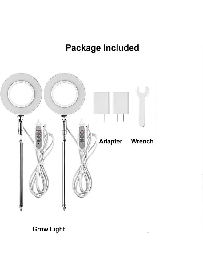 قطعتان من مصابيح النمو، مصباح LED كامل الطيف للنباتات الداخلية، مصباح نمو قابل لتعديل الارتفاع مع خاصية التشغيل التلقائي، 4 مستويات سطوع قابلة للتعتيم، مثالي للنباتات الصغيرة - Image 1