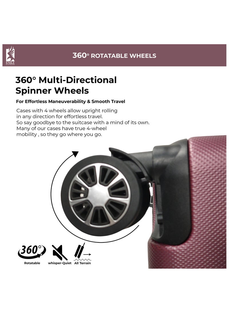 ايجل اكسبريس طقم حقائب سفر إيجل إكسبريس فنتشر بعجلات وهيكل صلب ABS للسفر، مقاس 28 بوصة، حجم كبير – أحمر بنفسجي - Image 4