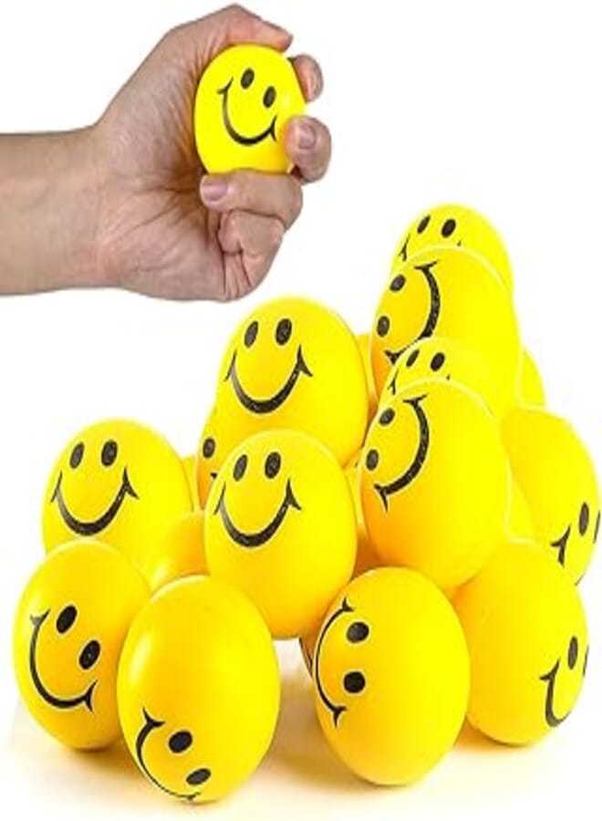 ArtCreativity Smile Face Stress Balls for Kids and Adults - Pack of 12 - 2 Inch Spongy Squeeze Toys for Anxiety Relief - Fun Birthday Party Favors and Goodie Bag Fillers for Boys and Girls