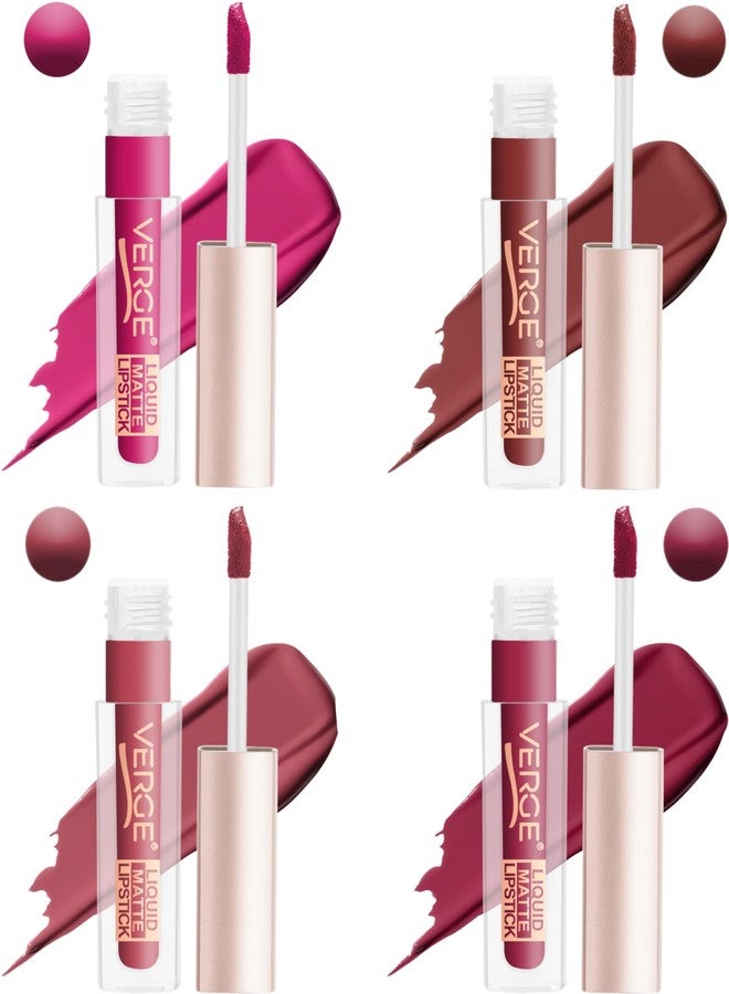 VERGE LIP SHOTS LONG WEAR NON TRANSFER WATERPROOF LIQUID LIPCOLOR WITH MATTE FINSH (PACK OF 4) Sassy - Image 3