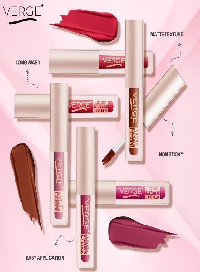 VERGE LIP SHOTS LONG WEAR NON TRANSFER WATERPROOF LIQUID LIPCOLOR WITH MATTE FINSH (PACK OF 4) Sassy - Image 5