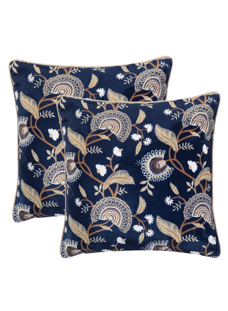 Riara Square Luxurious Velvet Cushion Cover Modern Decoration Throw Pillow Case for Bench Chair (24 x 24 Inches) Set of 2  - Image 1