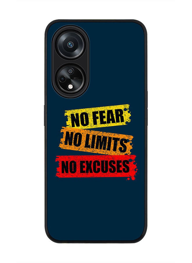 Stylizedd Rugged Black edge case for Oppo A98 5G, Slim fit Soft Case Flexible Rubber Edges Anti Drop TPU Gel Thin Cover- No Fear Limits Excuses  - Image 1