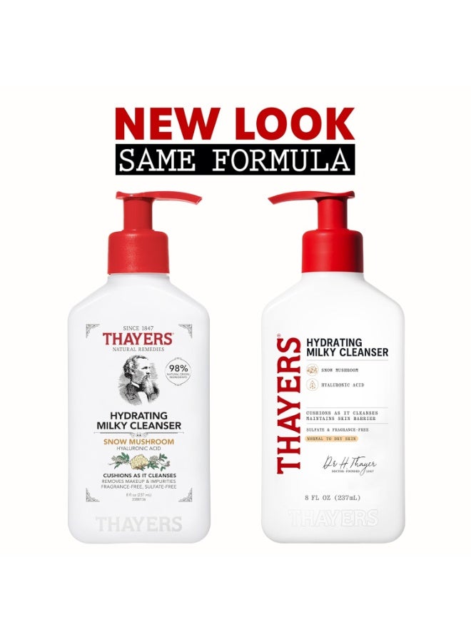 THAYERS Milky Hydrating Face Cleanser with Snow Mushroom Tremella and Hyaluronic Acid, Dermatologist Recommended Gentle Facial Wash, Hydrating Skincare for Dry, Sensitive Skin, Paraben Free, 8 Fl Oz - Image 5