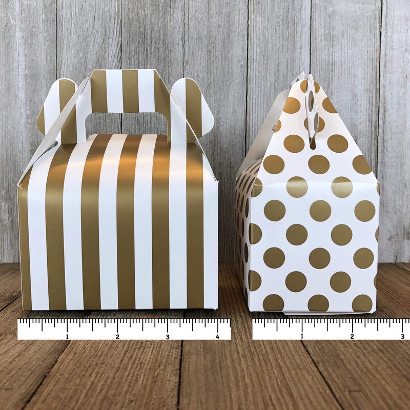 Outside the Box Papers Gold Paper Gable Favor Boxes - Wedding Christmas Supply- Chevron Stripe Polka Dot - Scalloped Chalkboard Labels - 24 Pack - Image 3