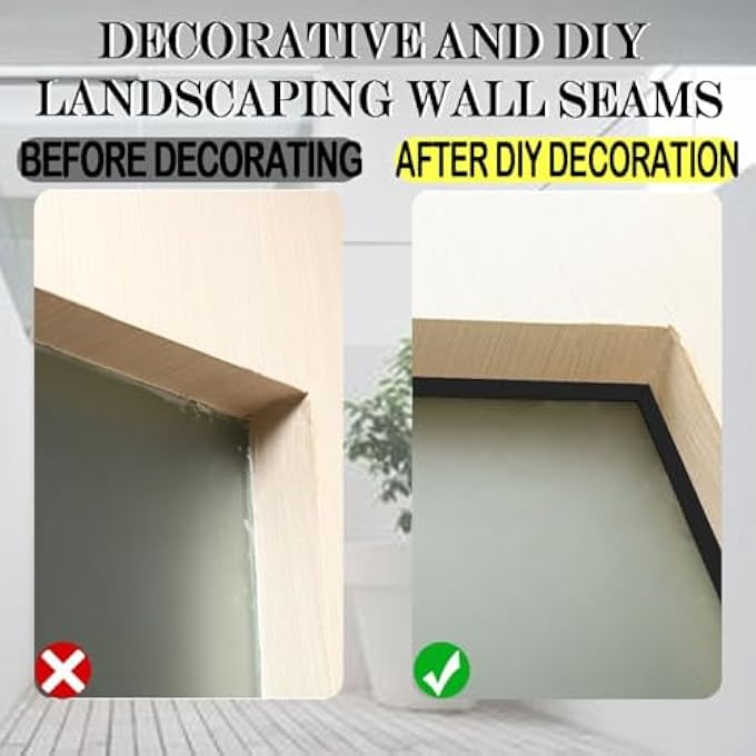 BLACK QUADRANT TRIM,SKIRTING BOARD,CAULK STRIP MOULDING TRIM,PEEL AND STICK TRIM,SEAM WALL STICKER,FLEXIBLE MOLDING & WALL TRIM FOR CEILING/CORNER/FURNITURE/HOME DECORATION (0.8CM*10M/0.31IN*32.8FT) - Image 3