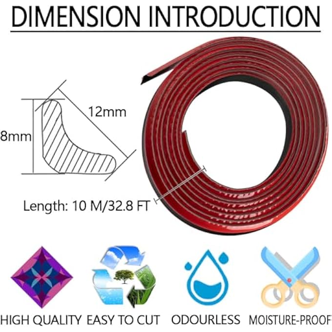 BLACK QUADRANT TRIM,SKIRTING BOARD,CAULK STRIP MOULDING TRIM,PEEL AND STICK TRIM,SEAM WALL STICKER,FLEXIBLE MOLDING & WALL TRIM FOR CEILING/CORNER/FURNITURE/HOME DECORATION (0.8CM*10M/0.31IN*32.8FT) - Image 2