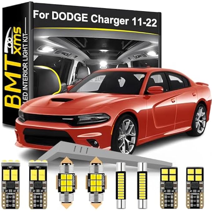 BMT xms مجموعة إضاءة داخلية LED مكونة من 18 قطعة بديلة لسيارة دودج تشارجر 2011-2022، لمبات بيضاء باردة 6000 كلفن - Image 1
