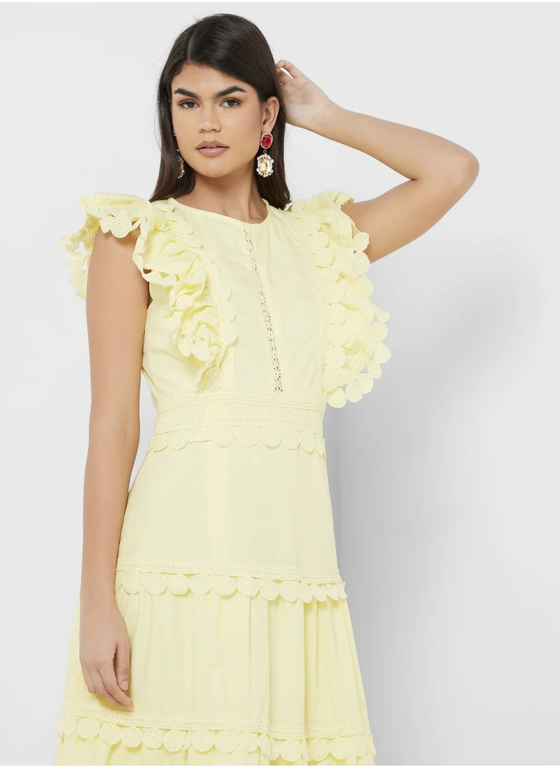 ELLA Dress With Tiered Lace Trim