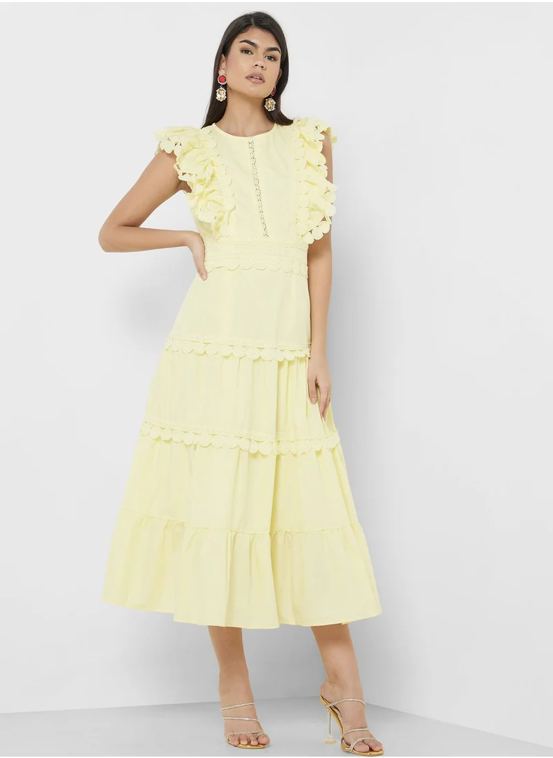 ELLA Dress With Tiered Lace Trim