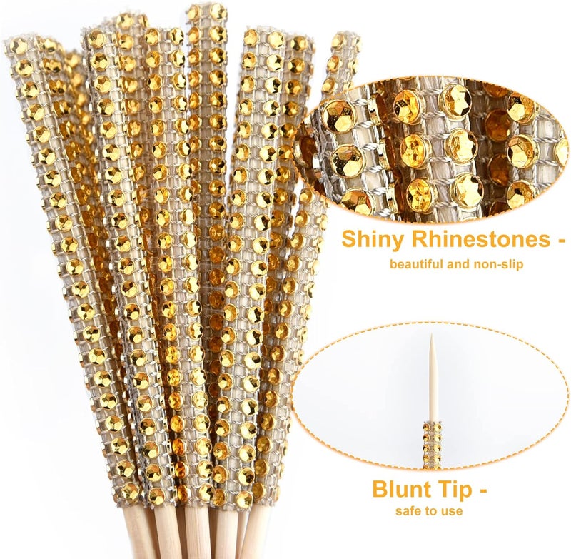 ASTARON 24 Pack Glitter Candy Apple Sticks and Bags, Toffee Apple Kit Including Caramel Apple Stick, Ribbon and Chocolate Apple Bags(Gold) - Image 2