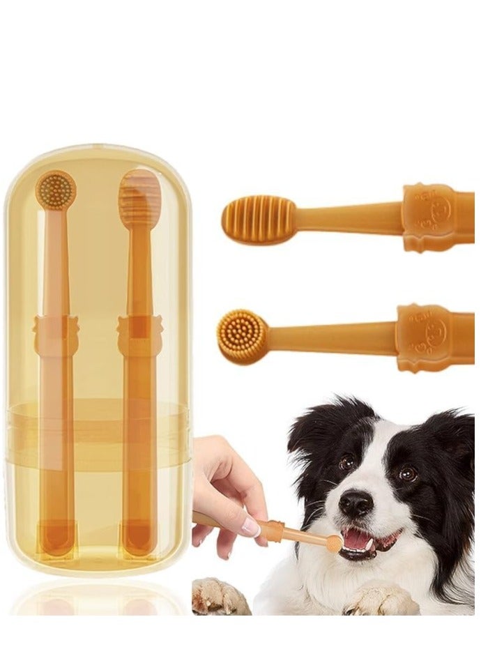 4 Pack Kit Dog Toothbrush Pet Silicone Toothbrush Cat Tooth Brushing Kit with Storage Cup 360° Doggie Kitten Toothbrush Tongue Cleaning Brush Dental Care for Small Pets Ferret Dutch Pigs - Image 1