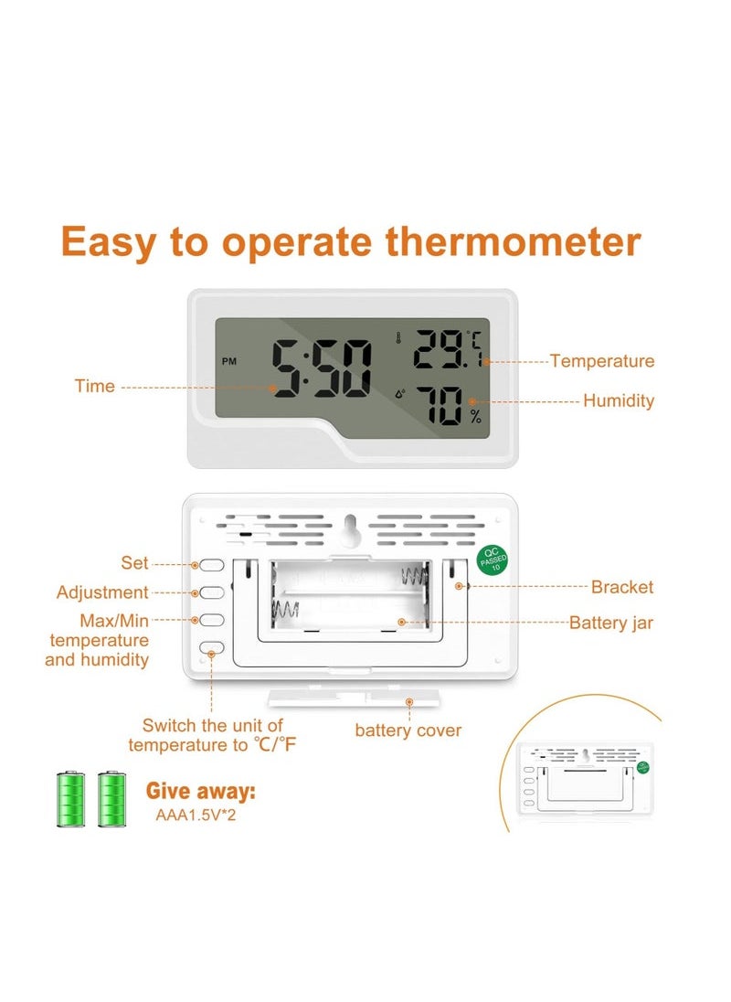 Captaintech Thermometer Hygrometer, Room Calibrated Humidity Meter, Temperature Humidity Monitor Indicator Sensor, Digital Date Clock, for Wall, Kitchen, Greenhouse, Indoor Baby  - Image 2
