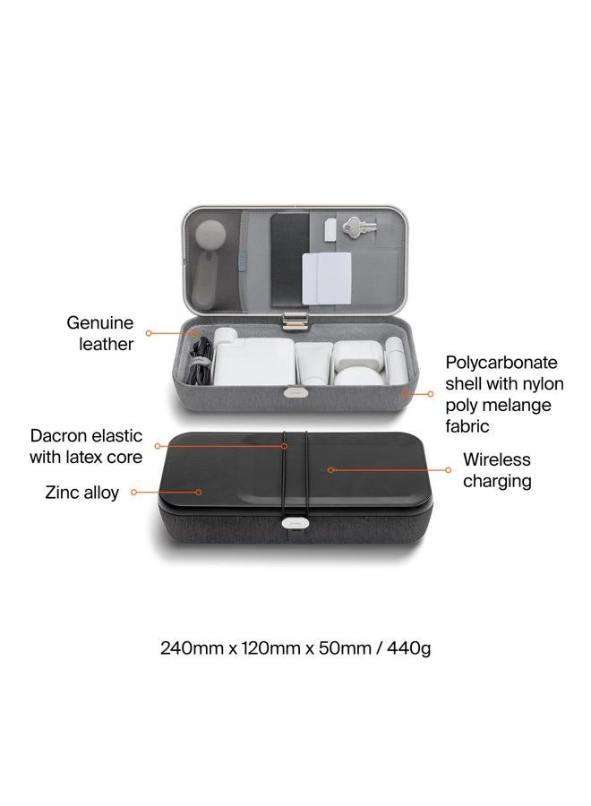Orbitkey Nest V2 | Portable and Customizable Desk Organizer Case with Buit-in Wireless Charger | Polycarbonate Shell with Nylon Poly Melange Fabric and Zinc Alloy (Black) - Image 5