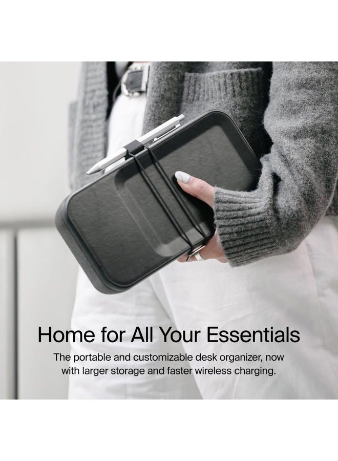 Orbitkey Nest V2 | Portable and Customizable Desk Organizer Case with Buit-in Wireless Charger | Polycarbonate Shell with Nylon Poly Melange Fabric and Zinc Alloy (Black) - Image 2