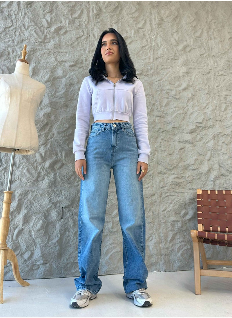 CIZARO - Comfort Straight Leg - Mid Blue Wash Jeans. - Image 1